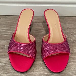 💞 NIB J Crew Violeta Satin & Crystal Sandal Vivid Begonia sz 8.5